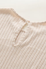 Grass Green Solid Color Ribbed Short Sleeve Wide Leg Jumpsuit