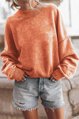 Black Plain Drop Shoulder Crew Neck Pullover Sweatshirt