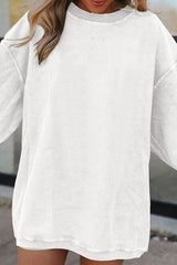 Festival Fuchsia Plain Drop Sleeve Corded Oversized Sweatshirt