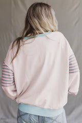 Jet Stream Colorblock Patchwork Striped Sleeve Sweatshirt