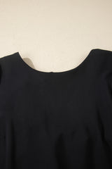 Black Bow Decor Backless Short Sleeve Shift Mini Dress