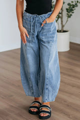 Myosotis Large Patch Pocket Drawstring Paperbag Waist Barrel Jeans
