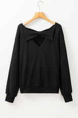 Pale Chestnut Bowknot Dewback Round Neck Sweatshirt