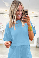 Orchid Bouquet Drop Shoulder Boxy Tee and Barrel Pants Set