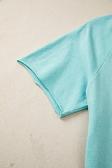 Mint Green Mineral Wash Raglan Sleeve Boxy Fit Cropped Tee