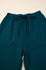 Skobeloff Checkered Texture Hooded Top and Loose Pants Set