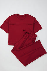 Orchid Bouquet Drop Shoulder Boxy Tee and Barrel Pants Set