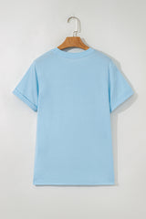 Orchid Petal Casual Plain Crew Neck Tee