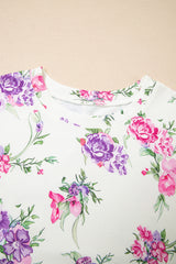 Apricot Floral Print Pullover Drawstring Lounge Pants Set