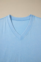Mint Green Mineral Wash V Neck Tee Matching Skort Set