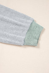 Jet Stream Contrast Ribbed Loose Fit Henley Top