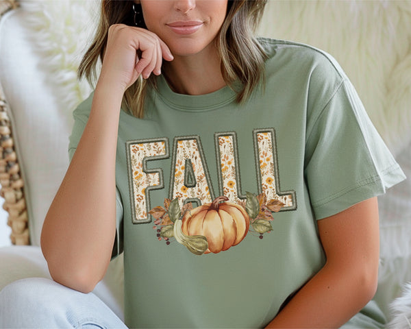 Faux embroidery Cute FALL tee