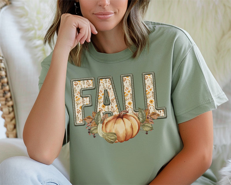 Faux embroidery Cute FALL tee