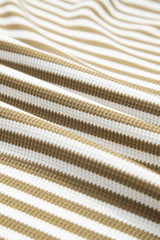 Khaki Stripe Patchwork Knit Drop Shoulder Top