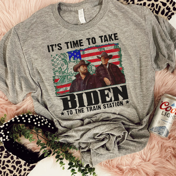 Time to take Biden to train station tee