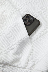 White Lattice Texture Kangaroo Pocket Hoodie