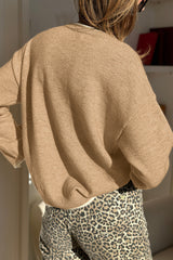 Black Leopard Bow Decor Split Cuffs Contrast Trim Sweater