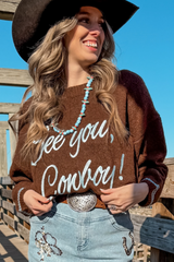 Coffee Letter Embroidered Graphic Sweater