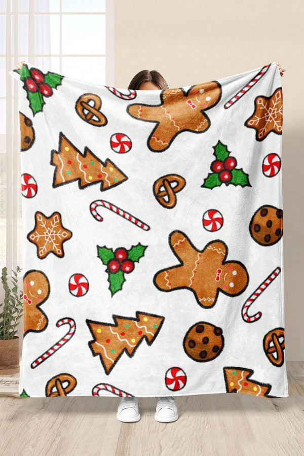 White Christmas Gingerbread Man Throw Blanket