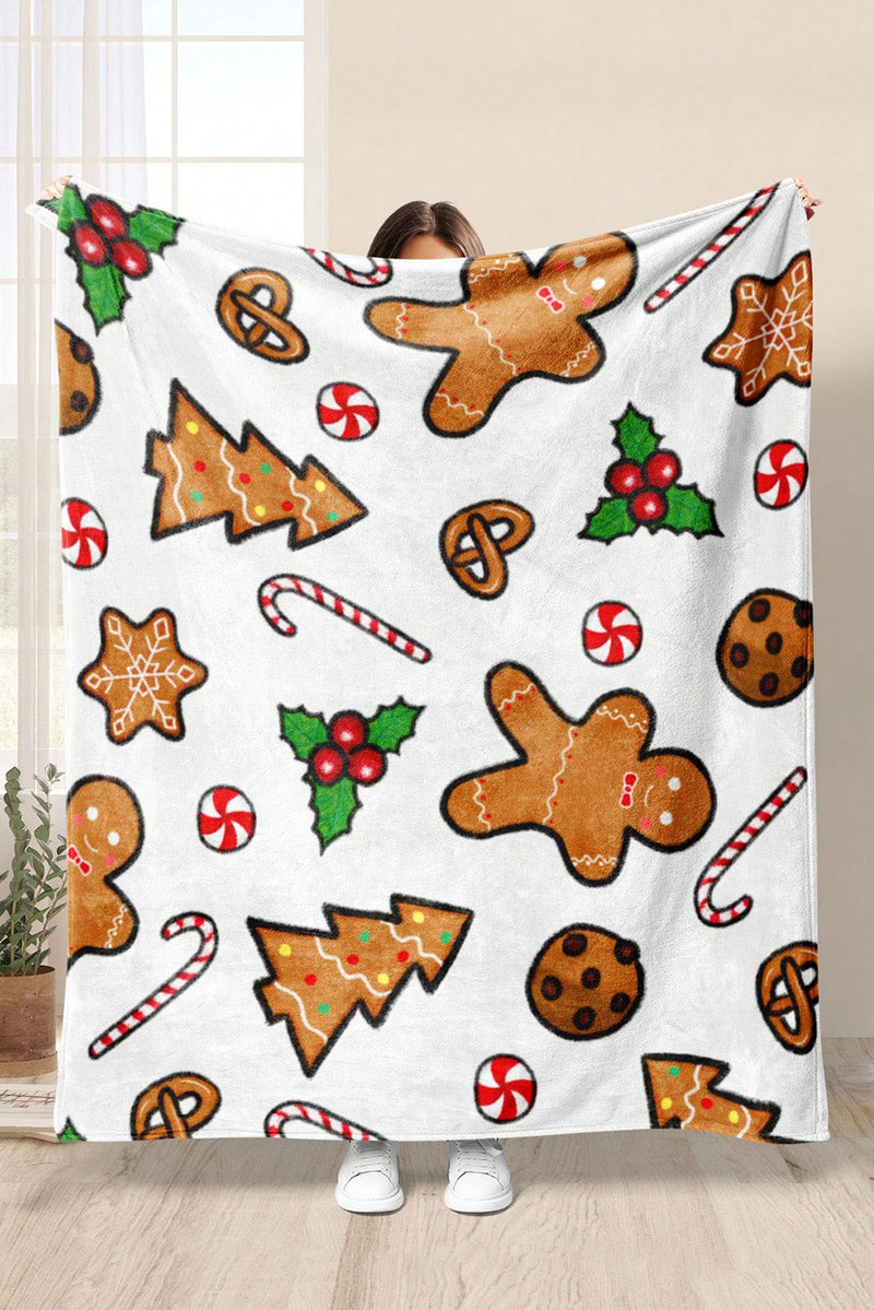 White Christmas Gingerbread Man Throw Blanket