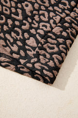 Black Leopard Print Bubble Sleeve Shift Mini Dress