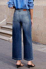 Bluing Mimimalist Patch Pocket High Waist Shift Jeans