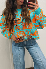 Black Colorblock Bow Pattern Drop Sleeve Sweater