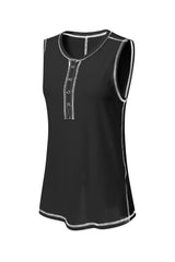 Mist Green Stitching Seam Henley Tank Top