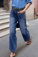 Bluing Mimimalist Patch Pocket High Waist Shift Jeans