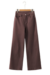 Red Dahlia Solid Color Loose Straight High Waist Jeans