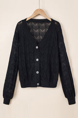 Rose Lightweight Buttoned Front Crochet Cardigan