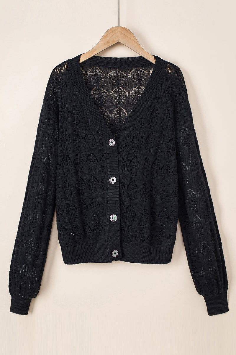 Rose Lightweight Buttoned Front Crochet Cardigan