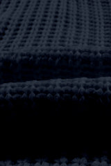 Black Ribbed Knit Drop Sleeve Round Neck Sweater