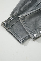 Medium Grey Mineral Wash Jogger Style High Waist Pants