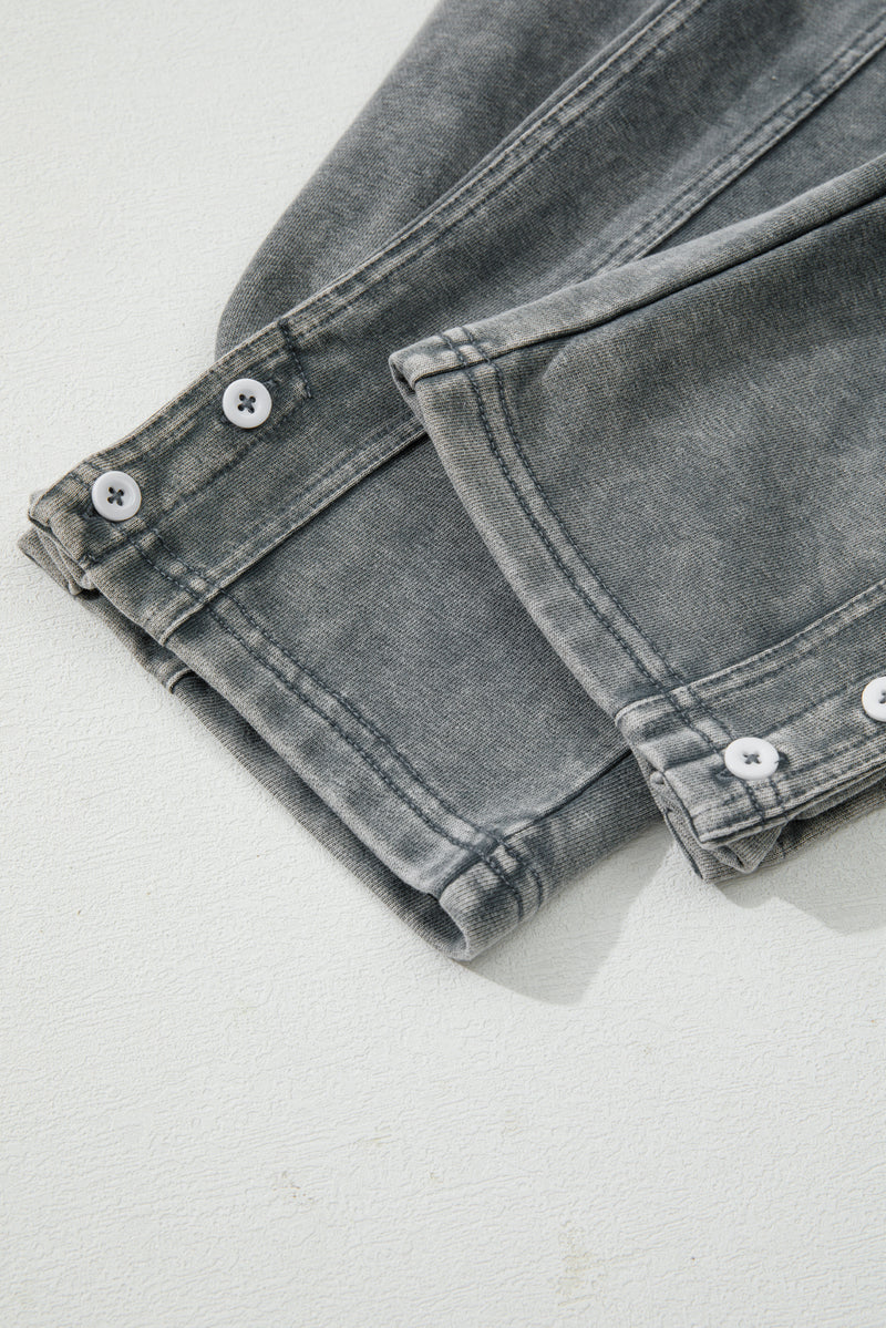 Medium Grey Mineral Wash Jogger Style High Waist Pants
