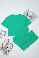 Orchid Bouquet Drop Shoulder Boxy Tee and Barrel Pants Set