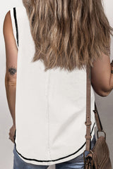 Mist Green Stitching Seam Henley Tank Top
