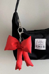 Pink Puff Bow Bag Charm Cute Keychain