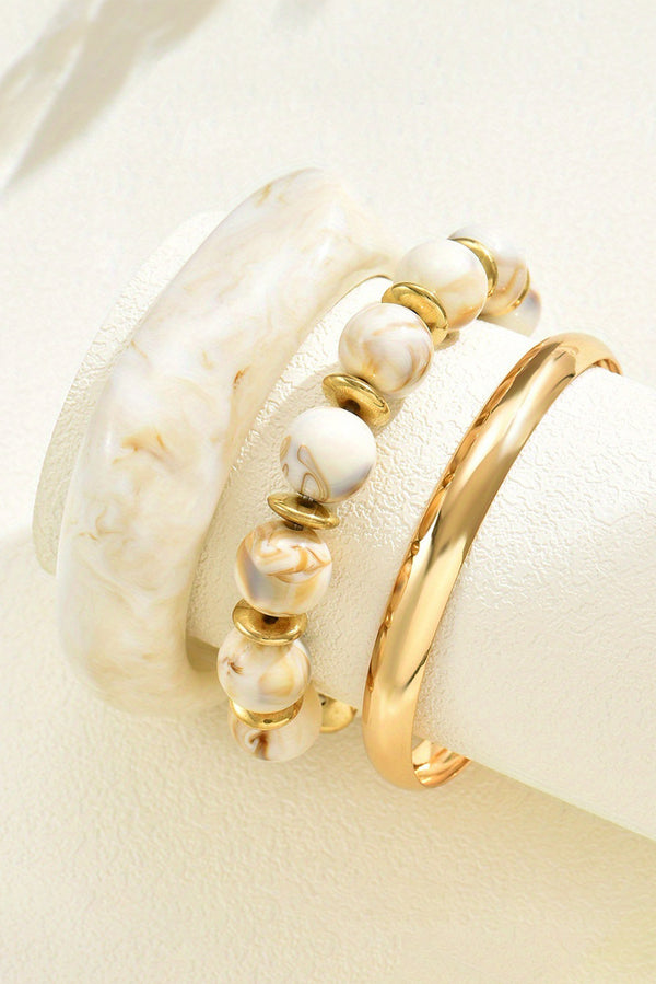 White Sand Beach Resin Bangle 3pcs Bracelet Set