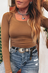 Black Solid Color Long Sleeve Slim Fit Top