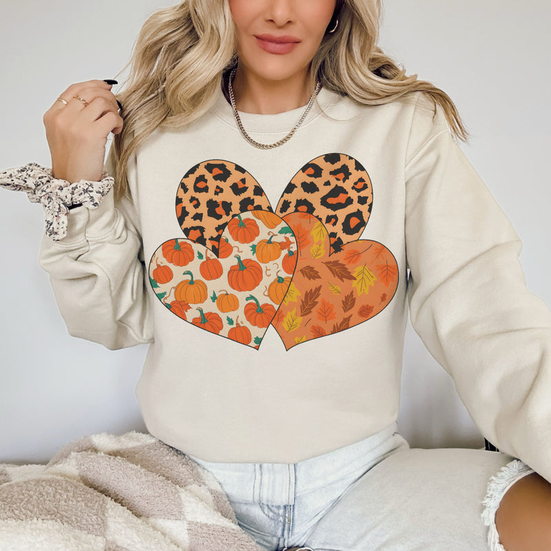Trio of Fall Hearts (Sweatshirt or tee)