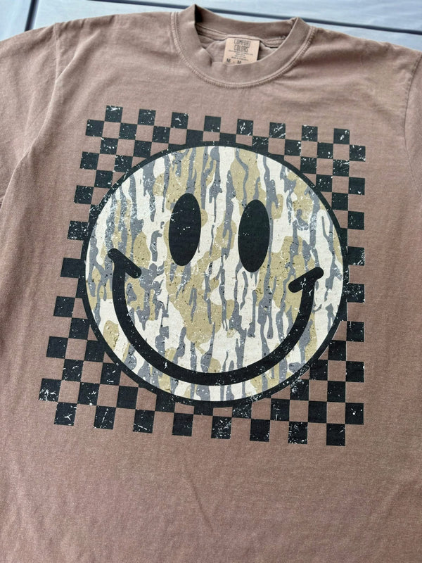 Comfort colors Camo Smiley tee