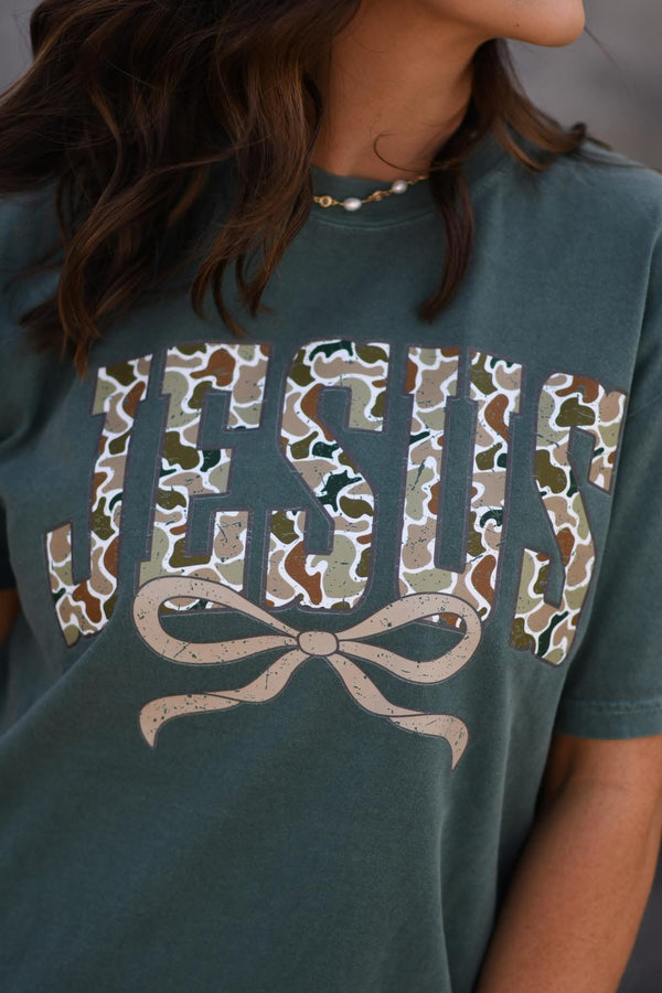 Emerald Camo Jesus tee