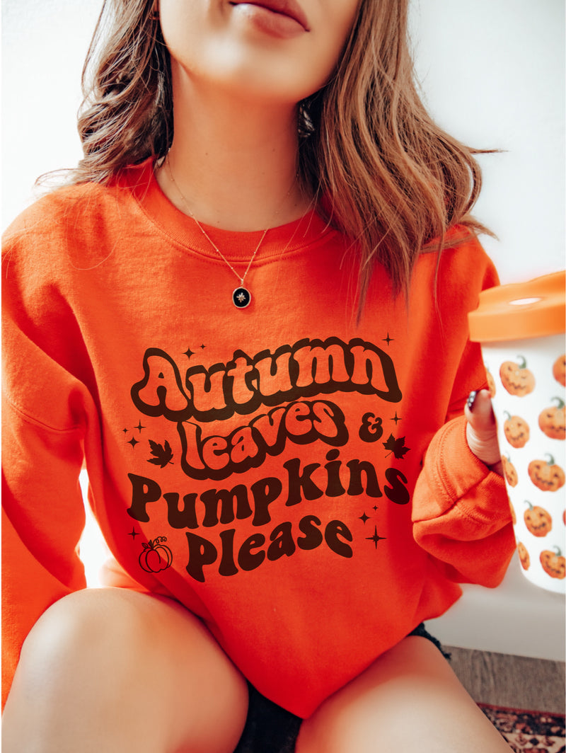 Autumn Leaves and Pumpkins please (sweater /tee option)