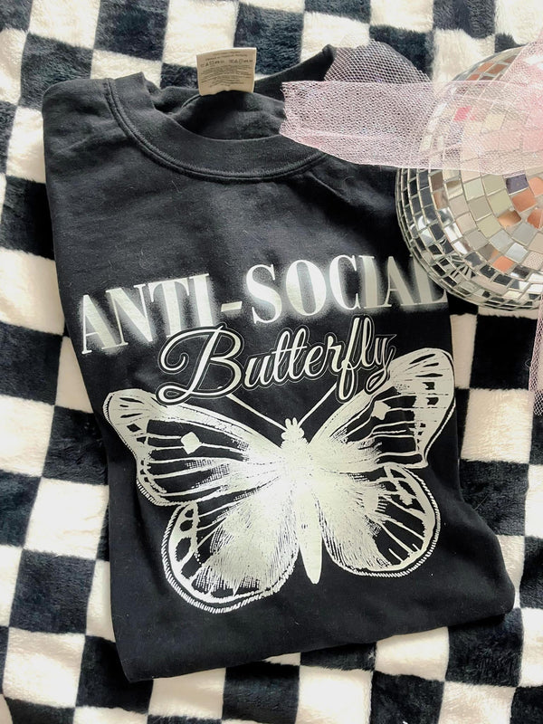 Anti social butterfly tee