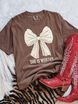 She is Worthy now - brown (tee or sweatshirt)