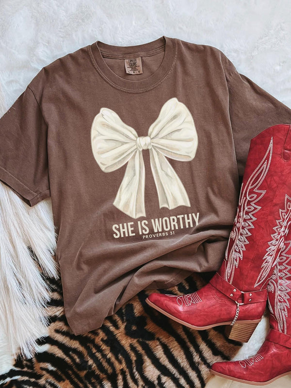 She is Worthy now - brown (tee or sweatshirt)