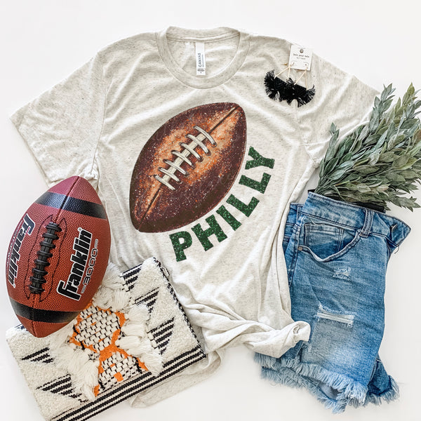 Philly faux bling football tee