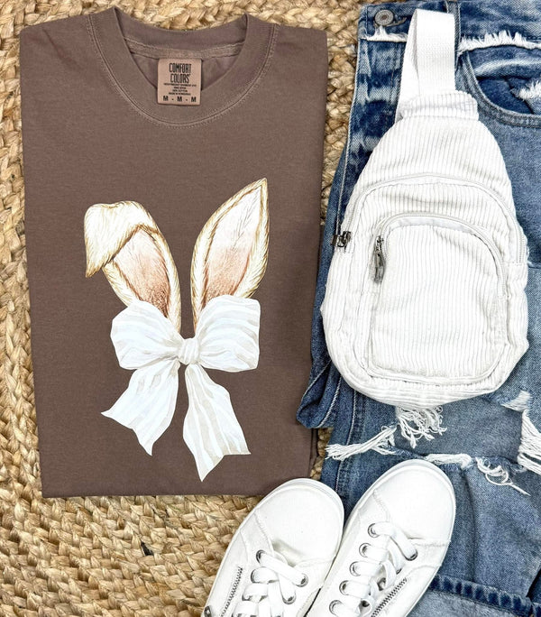 Espresso cute bow bunny ears tee