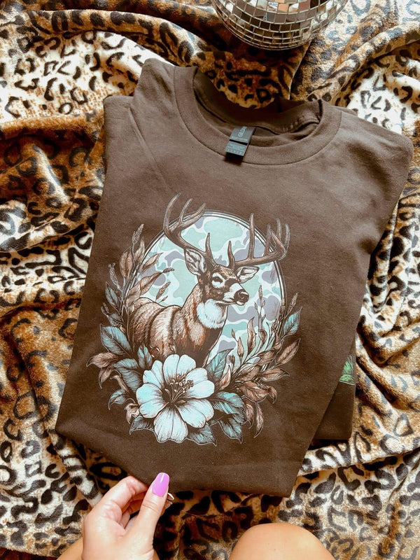 Camo Frame Deer chocolate tee
